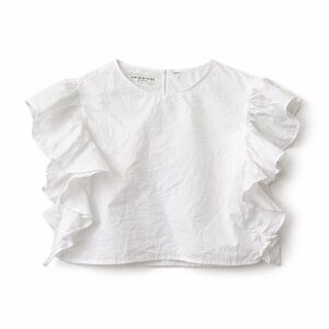 Emin + Paul White Ruffle Sleeve Crop Top Runway Sample XS 100% Cotton
